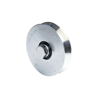 Rueda para Puerta Corrediza / 12 cm de Diámetro / Carga 240 kg / Acero Galvanizado / Sin Soporte / Guía Tipo V
