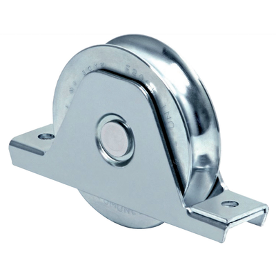 Rueda para Puerta Corrediza / 14 cm / Acero Galvanizado / Fijación Inferior / Carga 420 kg