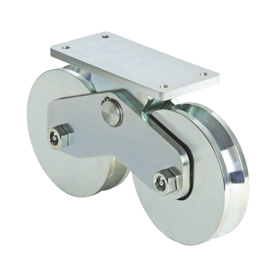 Rueda Doble para Puerta Corrediza / 16 cm / 1920 kgf / Canal V / Acero Galvanizado / 15.10 kg