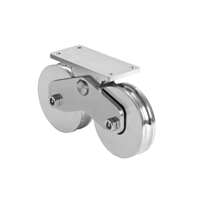 Rueda Doble para Puerta Corrediza / 16 cm (6.3 in) / Capacidad 1920 kg / Canal Tipo U / Acero Galvanizado / Ajustable 50/100 cm