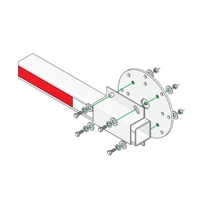 Kit de Instalación para Brazo de Barrera / Disco y Enganche de Fijación / Tornillería de Acero / Brazos de 12 ft (39.4 ft) / Barreras Serie 1601