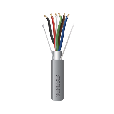 Bobina de Cable / 6x22 AWG Blindado / 152 m (500 pies) / Riser / Gris / Audio, Seguridad y Control