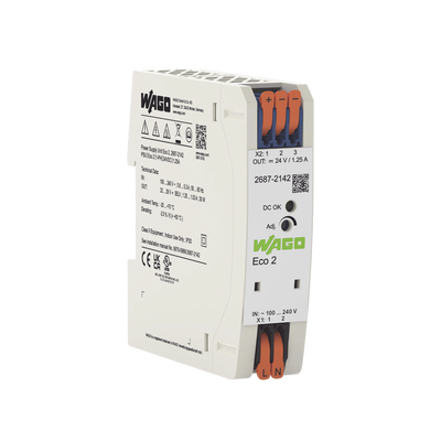 Fuente de Alimentación Eco 2 / Monofásica / 24V DC / 1.25A / 30W / Push-in CAGE CLAMP® / Carril DIN / SELV-PELV / IP20