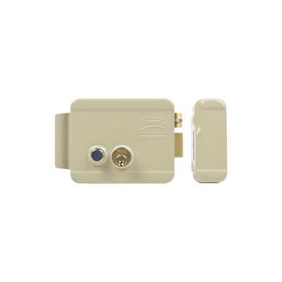Cerradura Eléctrica / Doble Cerrojo / 12 VCC/VCA / 4 A Máx. / Botón Integrado / Exterior / Derecha