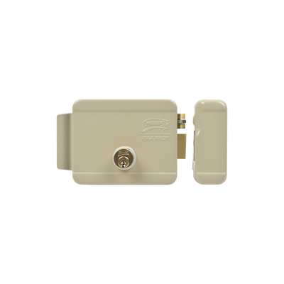 Cerradura Eléctrica / Doble Cerrojo / 12 VCC/VCA / Activación por Pulso 2 s / Exterior Derecha / 129 x 103 x 38 mm