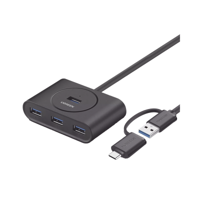 HUB USB 3.0 / 4 Puertos USB-A / 5Gbps / Cable 25cm (0.82ft) / USB-C y USB-A / Micro USB Power