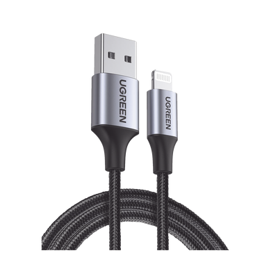 Cable USB-A a Lightning / 1 m (3.28 ft) / Certificado MFi / Carga 5V/2.4A / 480 Mbps / Conector C94 / Nylon Trenzado / Aluminio