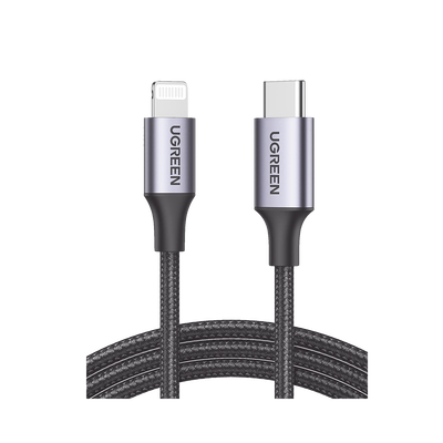 Cable USB-C a Lightning / 1 Metro (3.28 Pies) / Certificado MFi / Carga Rápida 60W / 480 Mbps / Nylon Trenzado / Aluminio