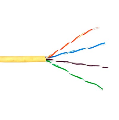 Bobina de Cable UTP Cat6 Riser / 305m (1000 pies) / Color Amarillo / UL CMR / Probado a 350 MHz / 23 AWG Cobre Sólido / -20°C a 75°C / CCTV, Datos, IP, RS485