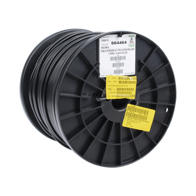 Bobina Cat5e UTP / 305m (1000 pies) / Gel para Exterior / 24 AWG / Negro / -20°C a 75°C