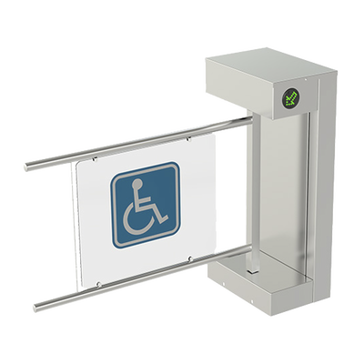 Torniquete Motorizado de Cortesía / Flujo 15 Personas/min / Apertura 2.2 s / IP54 / -20°C a +68°C / Bidireccional / 110-240 VCA