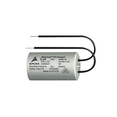 Capacitor de arranque / 8 µF / 400 V / Cables incluidos / Barrera serie 615