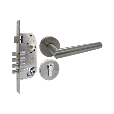 Kit de Manija y Cilindro de Alta Seguridad / Acero Inoxidable / Puerta 35-45 mm (1.38-1.77 in) / ANSI A.156.13 / Grado 2