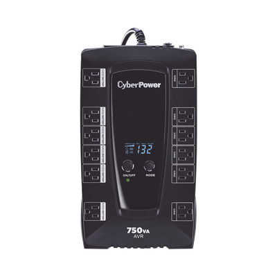 UPS Línea Interactiva / 750 VA / 450 W / 12 Tomas NEMA 5-15R / 6 con Respaldo de Batería / AVR Integrado / Pantalla LCD