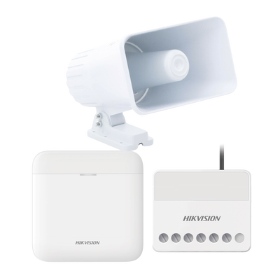 Kit de Alarma Inalámbrico / 48 Zonas / Sirena Exterior 30W IP65 / Relevador 0-36 VDC / Comunicación 433 MHz / AES-128