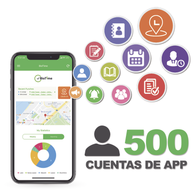 Licencia de Software / 500 Usuarios / Checada por Smartphone / GPS y Fotografía / Compatible con Software de Gestión Centralizada