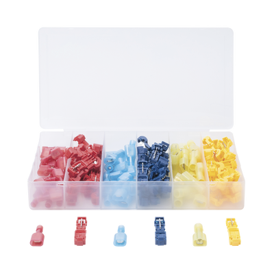 Kit Conectores T-Tap / 120 Piezas / 3 Calibres AWG / Cobre Estañado / Sin Corte de Cables / -10°C a 70°C
