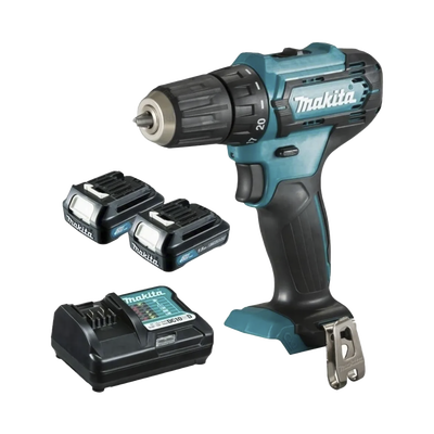Atornillador broquero cambio rápido 3/8”. 2 baterías 12v de 1.5 amperes y cargador.