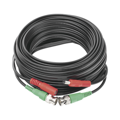 Cable Coaxial Siames / BNC RG59 + Alimentación / 10 m (32.81 ft) / CCA / 4K / Interior-Exterior