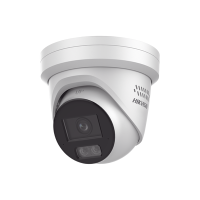 Cámara Turret IP / 4 Megapixel / Lente 2.8 mm / IR 40 m (131.2 ft) / Audio Bidireccional / Luz Estroboscópica / IP67 / PoE
