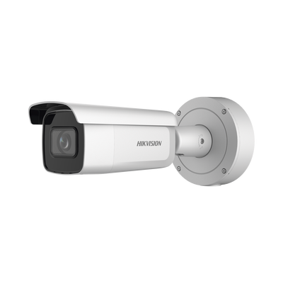 Cámara Bala IP / 8 Megapixel (4K UHD) / Lente Motorizado 2.7-13.5 mm / IR EXIR 60 m (196.9 ft) / Audio y Alarma I/O / IP66 / IK10 / PoE+ / Micro SD
