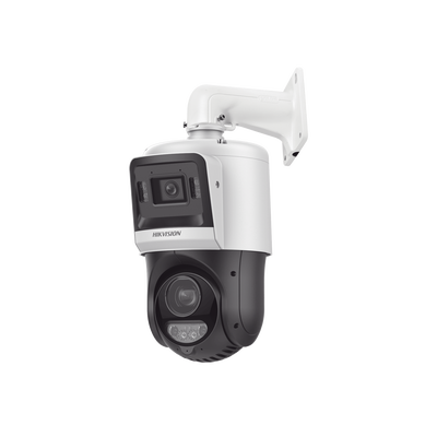 PTZ IP TandemVu / 4 Megapixel + 4 Megapixel / Zoom Óptico 25X / IR 100 m (328.1 ft) + Luz Blanca 30 m (98.4 ft) / DarkFighter / IP67 / PoE+