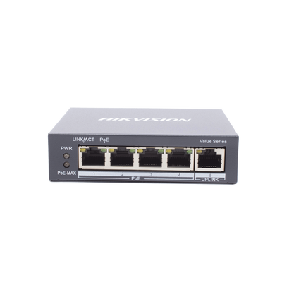 Switch Gigabit PoE+ / No Administrable / 4 Puertos 1000 Mbps PoE+ / 1 Puerto 1000 Mbps Uplink / 35 Watts