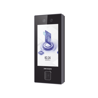 Terminal Facial Min Moe con LECTOR DE QRs FISICO Ultra Rápido y Tarjetas MIFARE / 3000 Rostros / Pantalla 4.5" / Administrable en la Nube con HikConnect Teams / Exterior IP65 / PoE / WiFi / HIK-IA / SIP Estandar