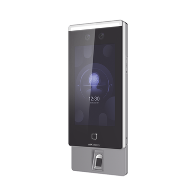 Kit de Biométrico Touch Reconocimiento Facial ULTRA Rápido con función de Videoportero (ambientes no ruidosos) Incluye LECTOR DE HUELLAS / Lectura de Códigos QR / 6,000 usuarios / Alta tecnología Deep Learning / HIK-IA