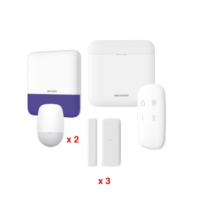 Kit de Alarma Inalámbrica / 48 Zonas / 2 PIR 15 m (49.2 ft) / Sirena Exterior 110 dB / Batería de Respaldo 12 h / Wi-Fi / AES-128