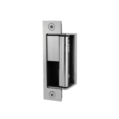 Contrachapa Eléctrica Universal / Acero Inoxidable 32D Cepillado / 1,500 lb (680 kg) Fuerza de Sujeción / 12-24 VCC-VCA Seleccionable / Fail Secure / Ajuste Horizontal 3 mm (1/8 in) / 0.19 A a 24 VCC