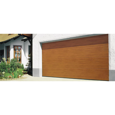 Puerta de Garage Residencial / 18 x 8 pies (5.49 x 2.44 m) / Aislada / Imitación Madera Golden Oak / Estilo Americano / 5 Secciones