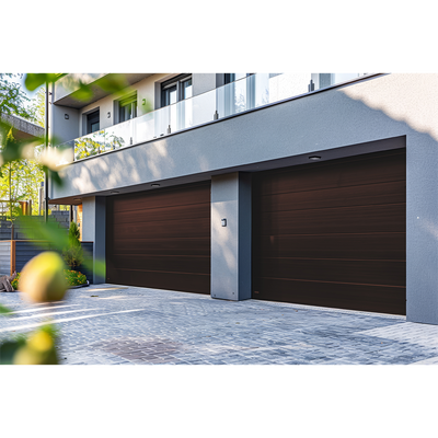 Puerta de Garage Residencial / 8x7 pies (2.4 x 2.1 m) / Aislante Térmico 1 3/4" (43 mm) / Imitación Madera / Operación Silenciosa / Estilo Americano