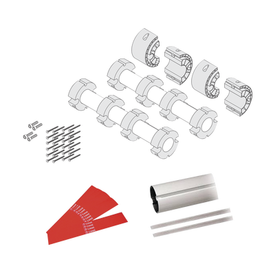 Kit de Mástil para Barrera Vehicular / 8 m (26.2 ft) / 2 Secciones Tubulares 4 m (13.1 ft) / Junta Telescópica / Tiras Reflectantes