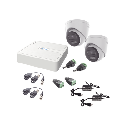 Kit de Videovigilancia TurboHD / 1080p Lite / DVR 4 Canales + 1 IP / 2 Cámaras Turret 2 MP / Audio Bidireccional / Dual Light 40 m (131.2 ft) / Visión Color