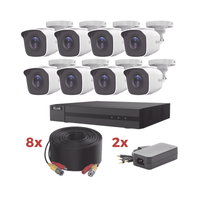 Kit de Videovigilancia TurboHD / DVR 8 Canales 1080p Lite / 8 Cámaras Bala 2 Megapixel / IR 20 m (65.6 ft) / Audio por Coaxitron / Cables Coaxiales 20 m (65.6 ft)