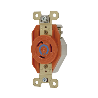 Receptáculo Sencillo de Media Vuelta / 20 A 250 V CA / 2 Polos 3 Hilos / Nema L6-20R / 3.28" x 1.70" x 1.24" (83.3 x 43.2 x 31.5 mm)