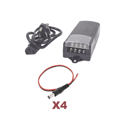 Kit de Fuente de Poder / 12 VCC / 5 A / 4 Salidas DC-Cord / 110-240 VCA / 0.43 x 0.16 x 0.10 pies