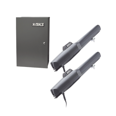 Kit de Operadores Abatibles / Para Puertas de Hasta 5.5 Metros (18 Pies) / Respaldo de Baterías / 300 Ciclos Diarios / UL325