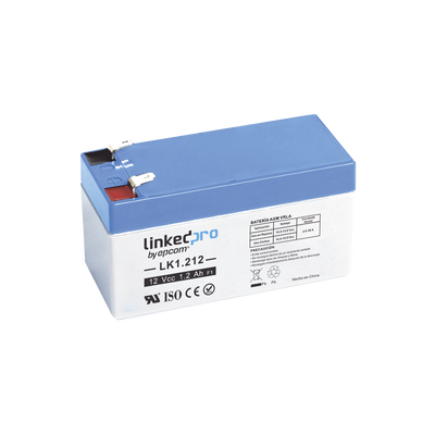 Batería de Respaldo AGM-VRLA / 12 V / 1.2 Ah / Vida Útil 5 Años / Terminales F1+F2 / UL y CE