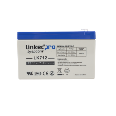 Batería de Respaldo AGM-VRLA / 12 V / 7 Ah / Vida Útil 5 Años / Terminales F1 + Adaptador F2 / Certificación UL