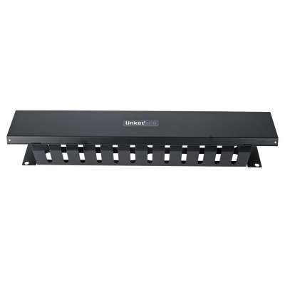 Organizador de Cables Horizontal / 2U para Rack 19" / Capacidad 125 Cables Cat5 / Cubierta Metálica / Acero con Pintura Electrostática