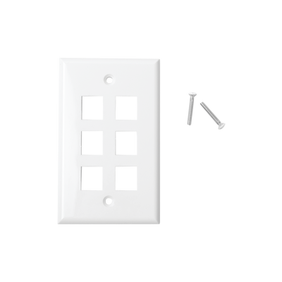 Placa de Pared / 6 Puertos / Keystone / Montaje Vertical / 70 x 115 mm / 2.75' x 4.52' / UL CE ETL