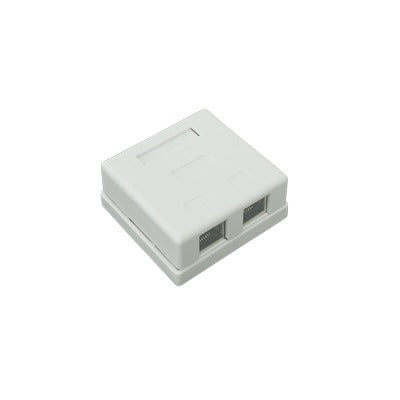 Caja de Pared / 2 Puertos RJ45 / Cat5e STP / T568A-B / UL 94V-0
