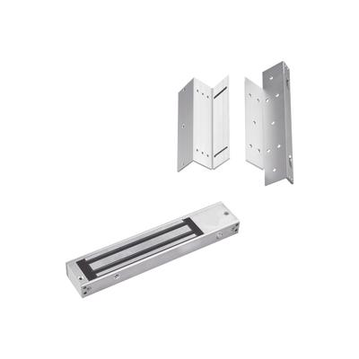 Kit de Control de Acceso / Chapa Magnética 280 kg (600 lbs) / Brackets Ajustables L y Z / LED Indicador de Estado / Aluminio Reforzado