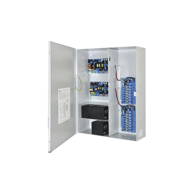 Fuente de poder dual / 12 Vcc @ 9.3 A / 24 Vcc @ 9.6 A / 16 salidas controladas / 120 Vca / Batería de respaldo