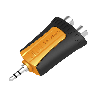 Adaptador de Audio / 3.5 mm Estéreo a 2 RCA Hembra / Carcasa de Plástico / Precableado