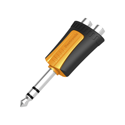 Adaptador de Audio Estéreo / Plug 1/4" (6.3 mm) a 2 x RCA Hembra / Carcasa Plástica / Precableado