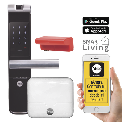 Kit Cerradura Electrónica Inteligente / Apertura por Código, Biometría y Smartphone / 100 Huellas y 100 PINs / Puertas 35-90 mm / Cierre Automático / Wi-Fi
