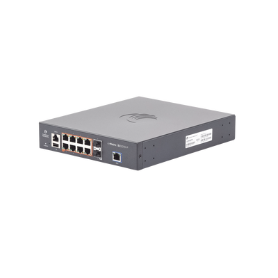 Switch Capa 3 / 10 Puertos / 8 PoE Gigabit 802.3af/at / 2 SFP / 20 Gbps Rendimiento / Administración en la Nube
